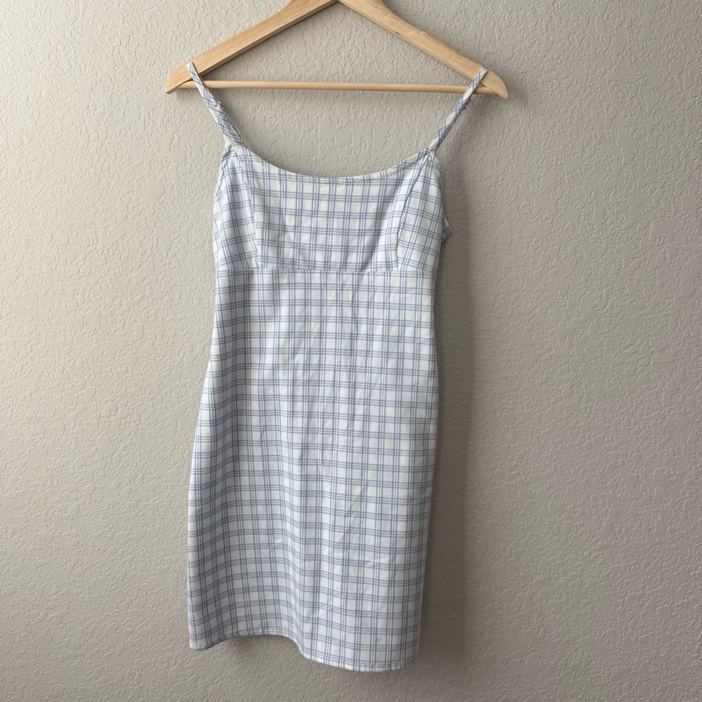 John Galt Brandy Melville Blue & White Plaid Dress